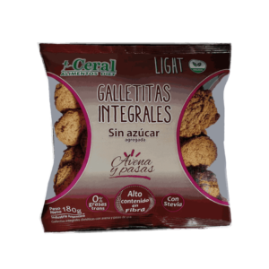Ceral Galletitas Integrales Sin Azúcar Avena y Pasas 180g